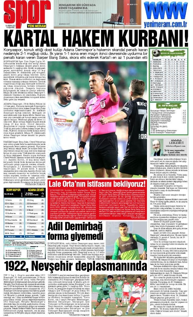 20 Nisan 2023 Yeni Meram Gazetesi
