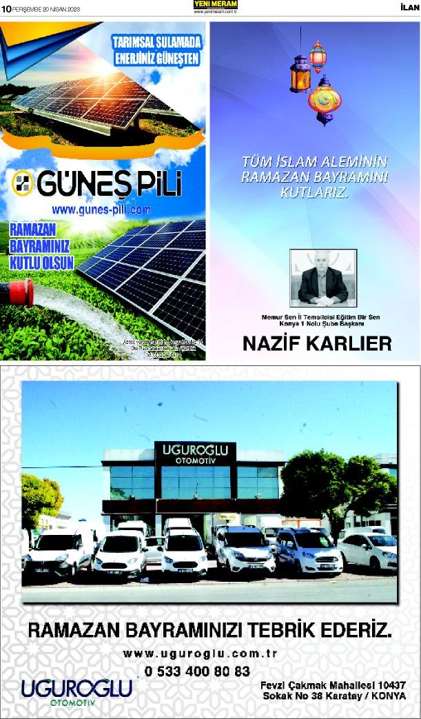 20 Nisan 2023 Yeni Meram Gazetesi
