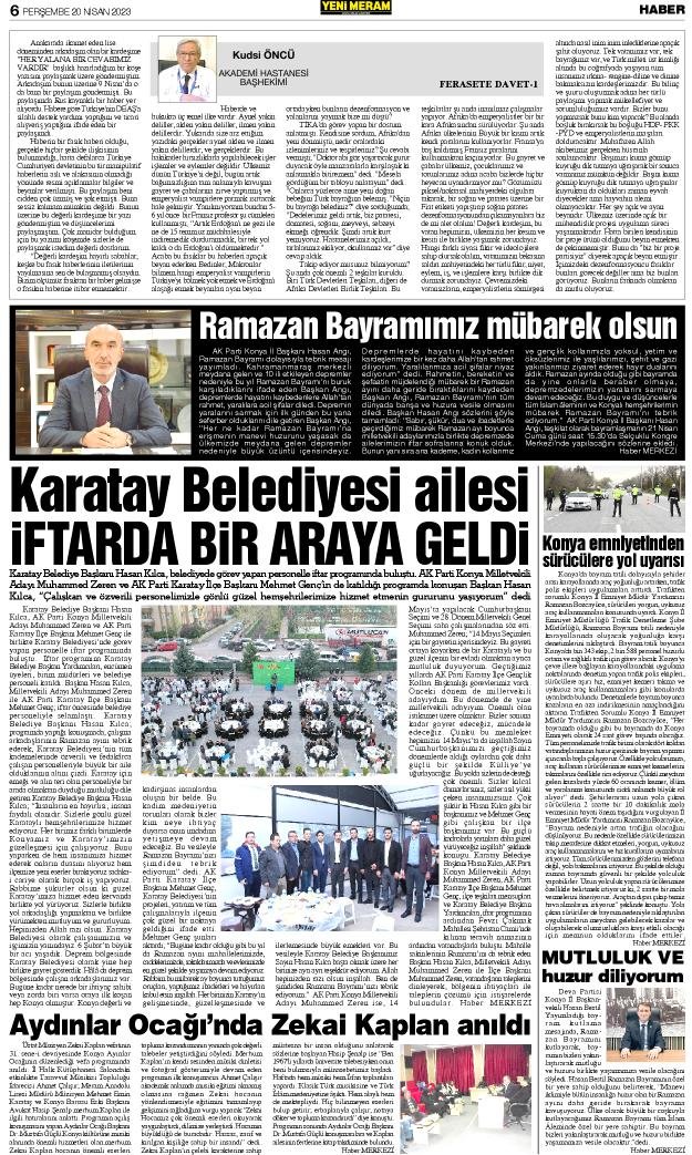 20 Nisan 2023 Yeni Meram Gazetesi
