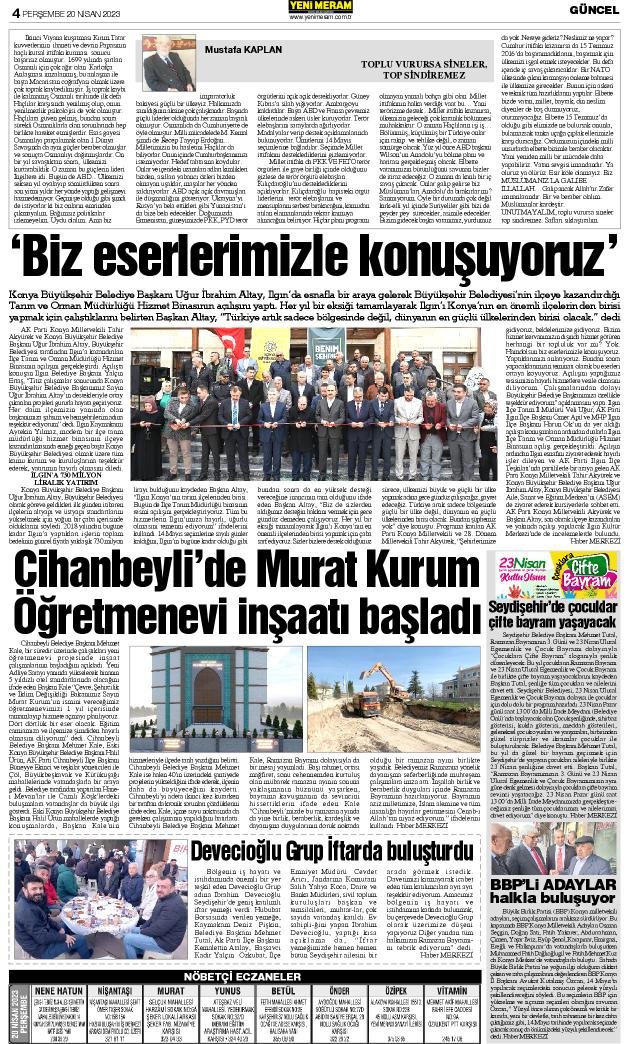 20 Nisan 2023 Yeni Meram Gazetesi
