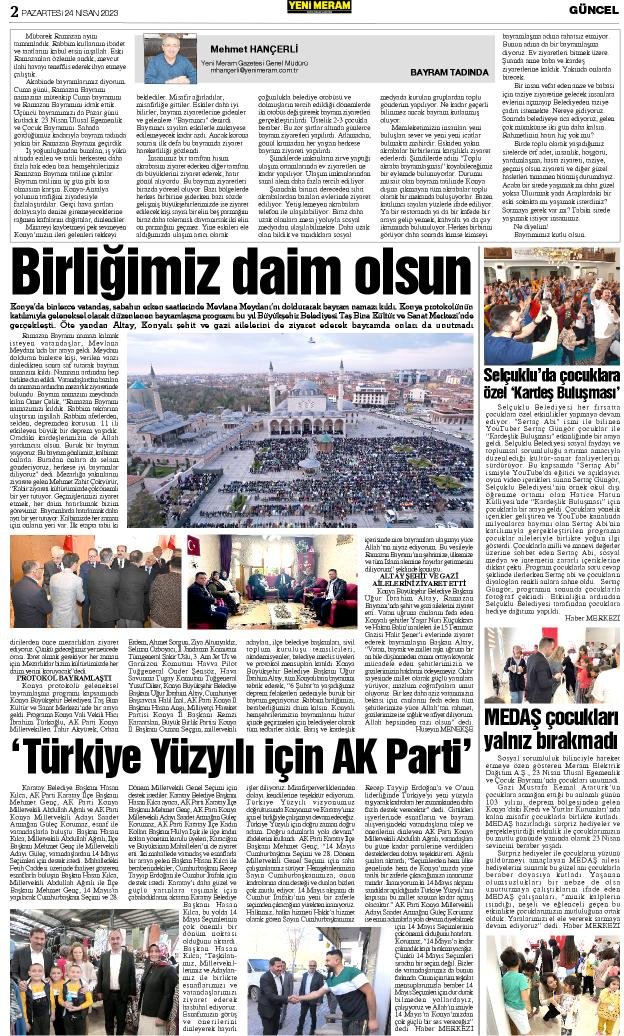 24 Nisan 2023 Yeni Meram Gazetesi
