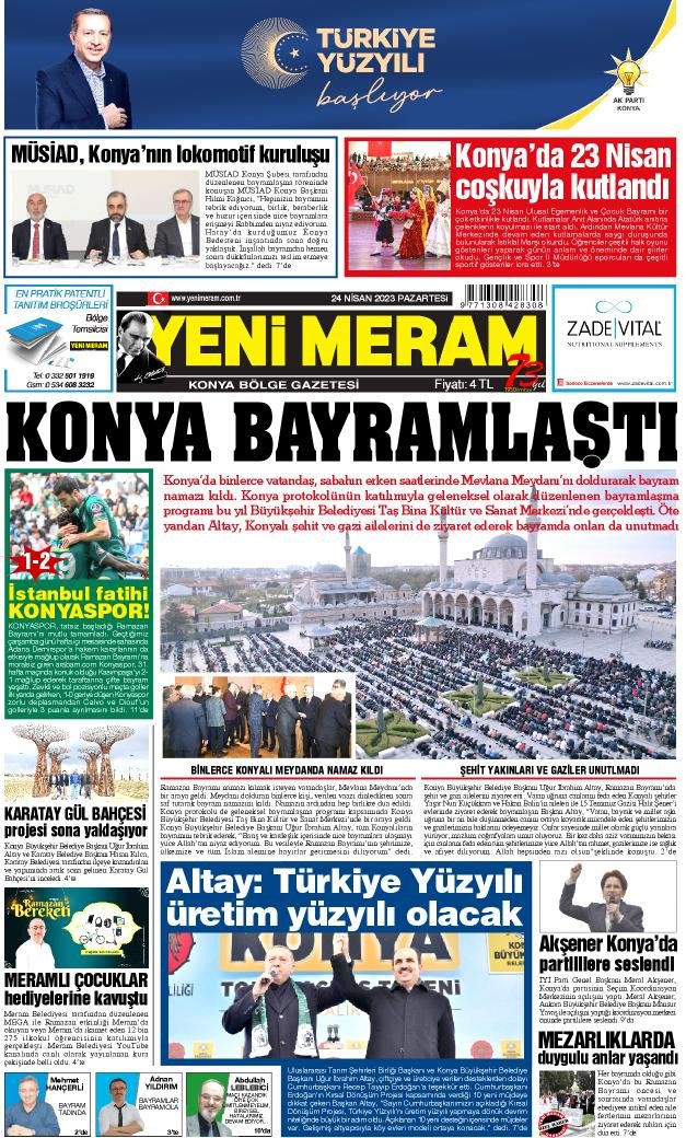 24 Nisan 2023 Yeni Meram Gazetesi
