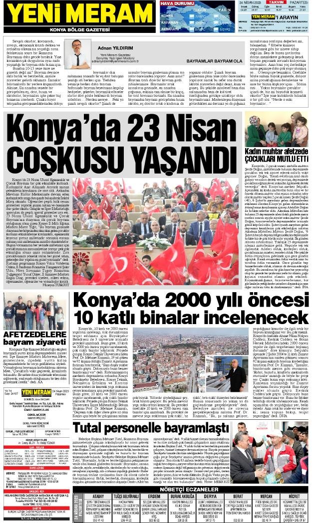 24 Nisan 2023 Yeni Meram Gazetesi
