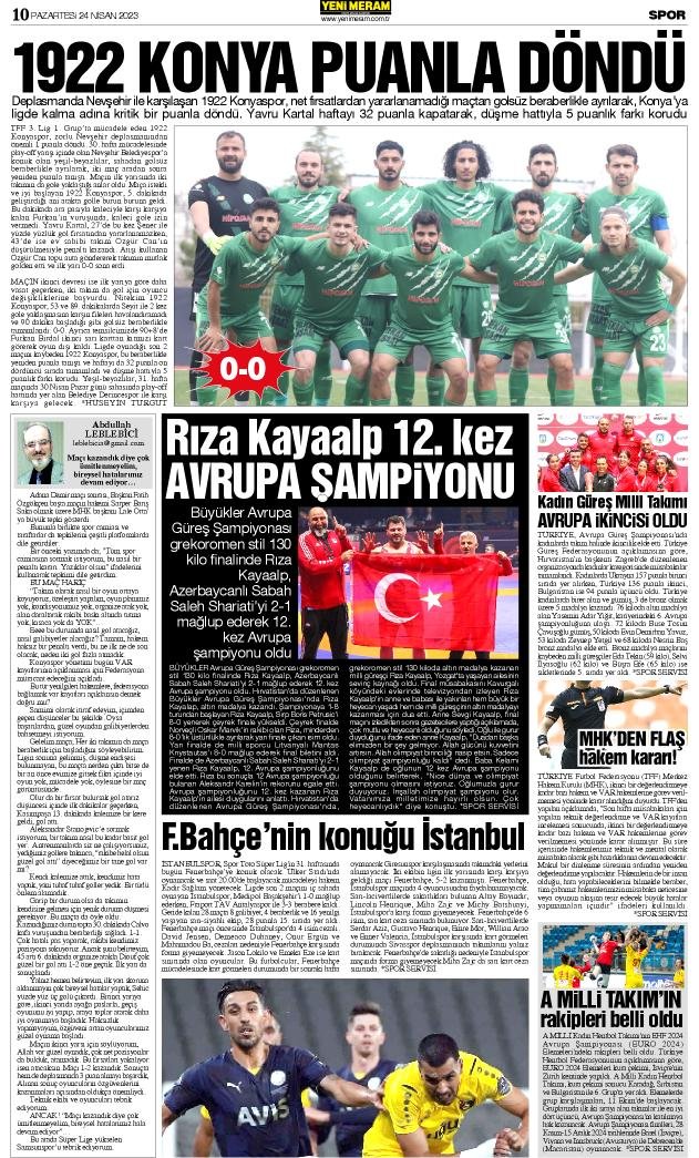 24 Nisan 2023 Yeni Meram Gazetesi
