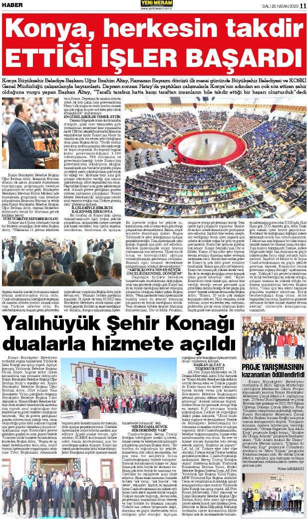 25 Nisan 2023 Yeni Meram Gazetesi
