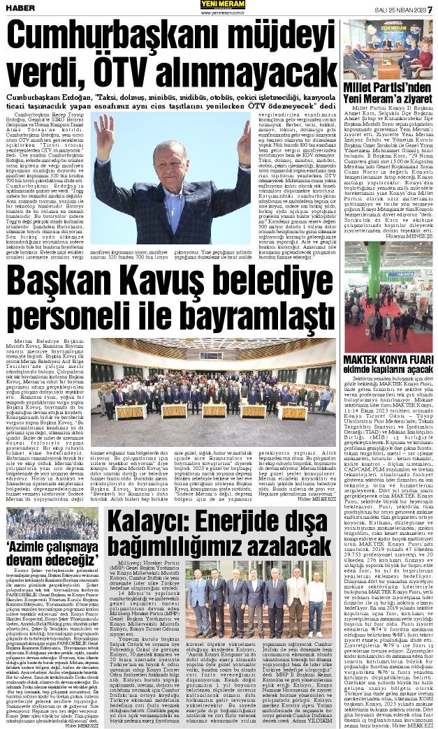 25 Nisan 2023 Yeni Meram Gazetesi
