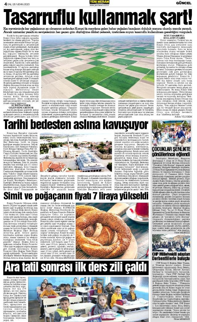 25 Nisan 2023 Yeni Meram Gazetesi
