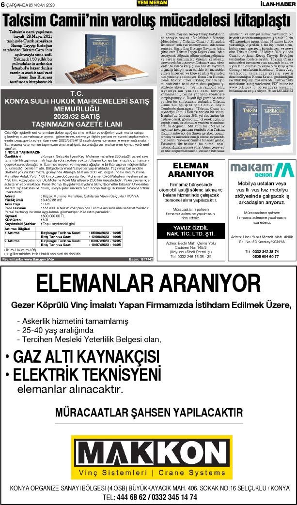 26 Nisan 2023 Yeni Meram Gazetesi
