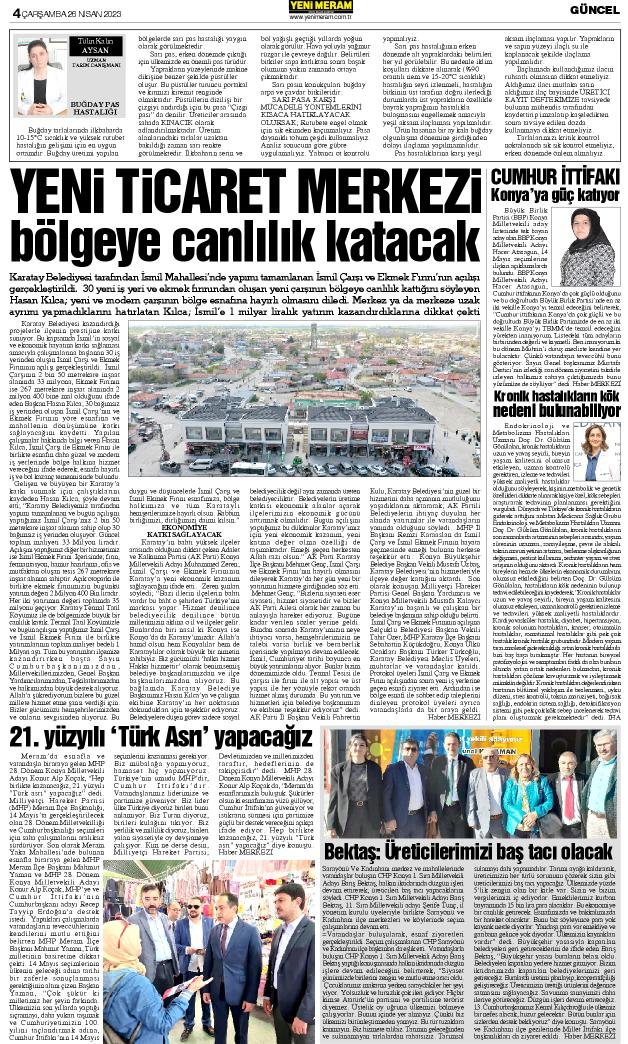 26 Nisan 2023 Yeni Meram Gazetesi
