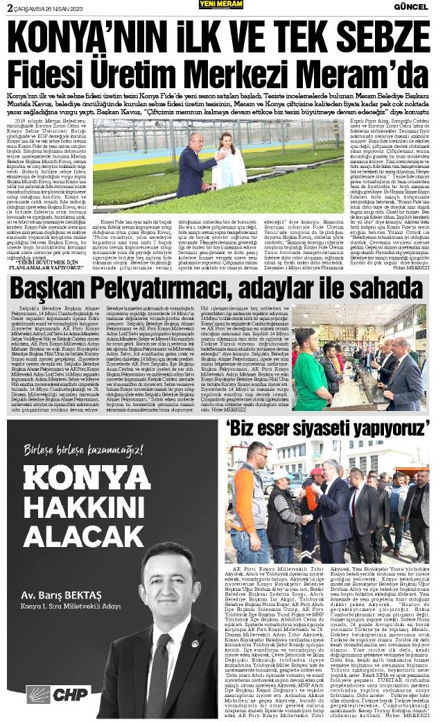 26 Nisan 2023 Yeni Meram Gazetesi
