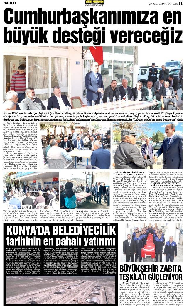 26 Nisan 2023 Yeni Meram Gazetesi
