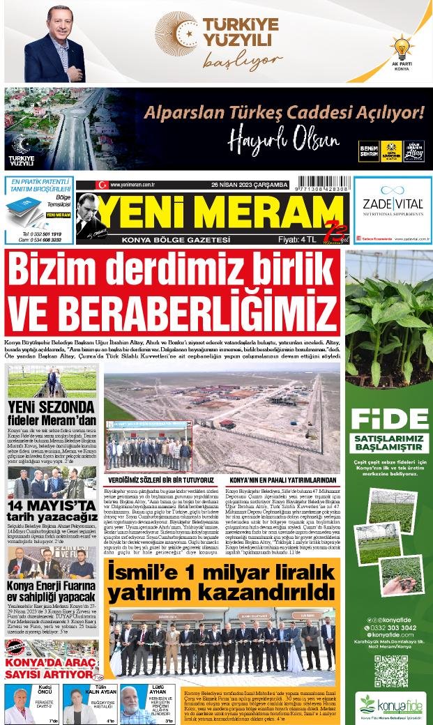 26 Nisan 2023 Yeni Meram Gazetesi
