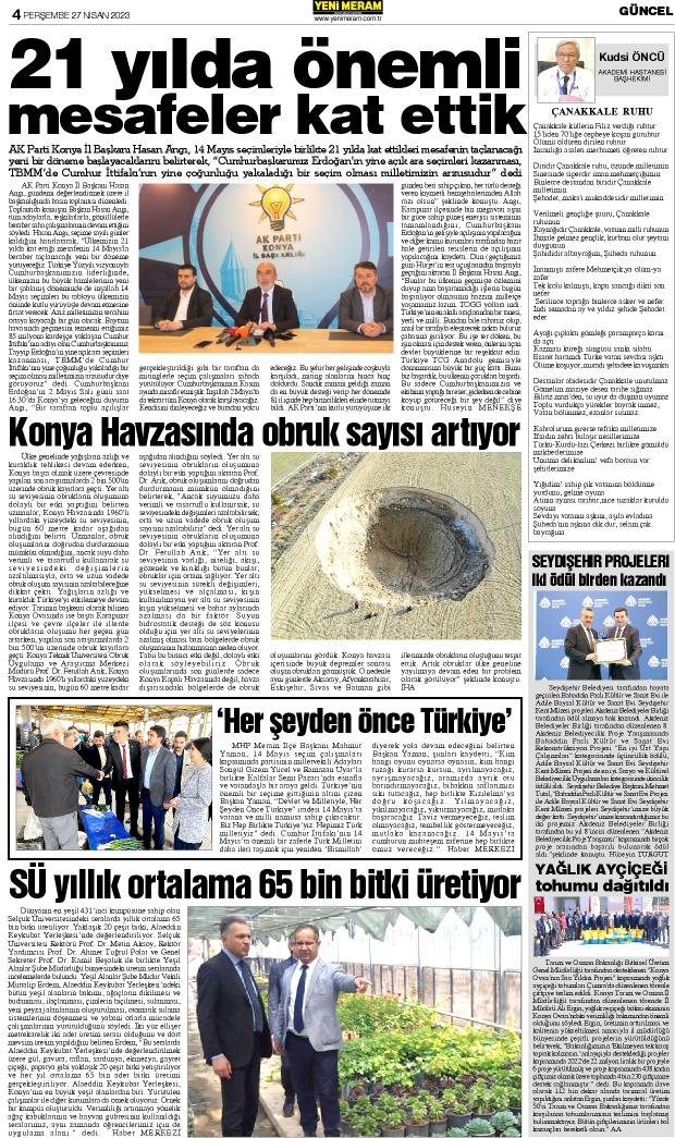 27 Nisan 2023 Yeni Meram Gazetesi
