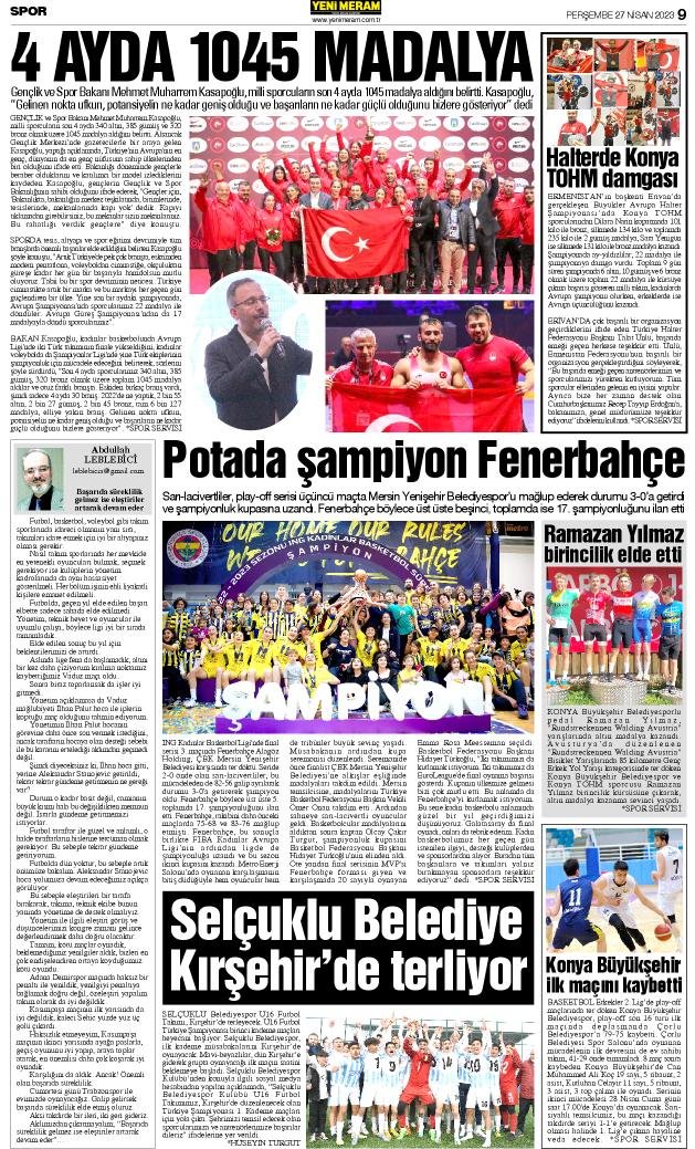 27 Nisan 2023 Yeni Meram Gazetesi
