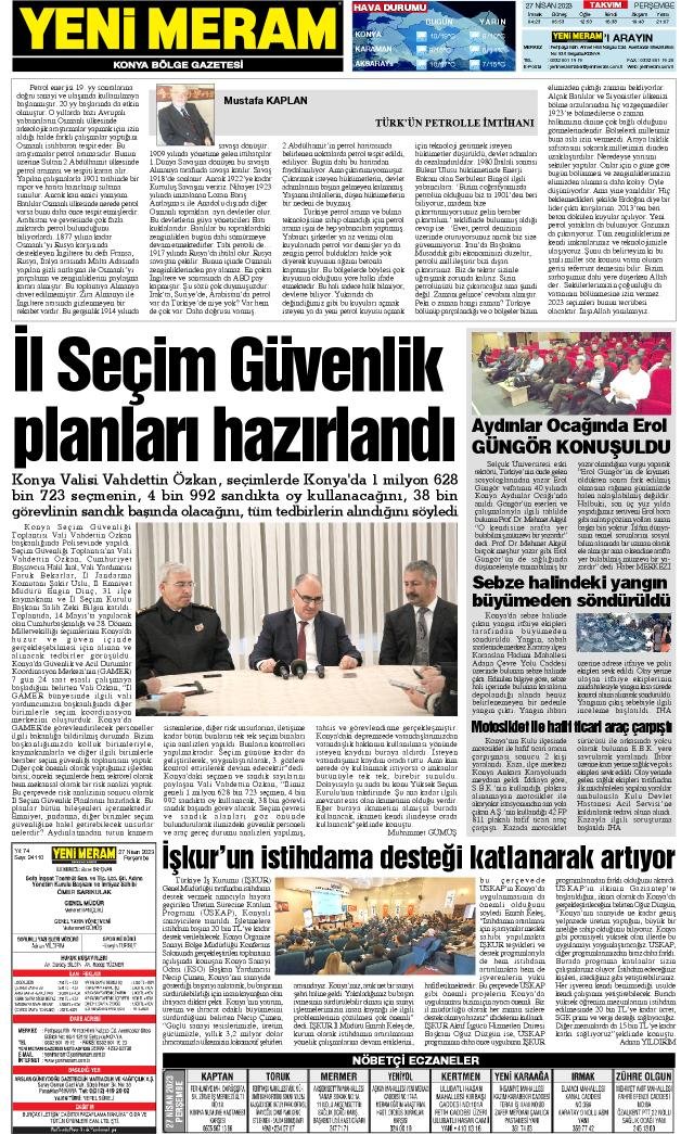 27 Nisan 2023 Yeni Meram Gazetesi
