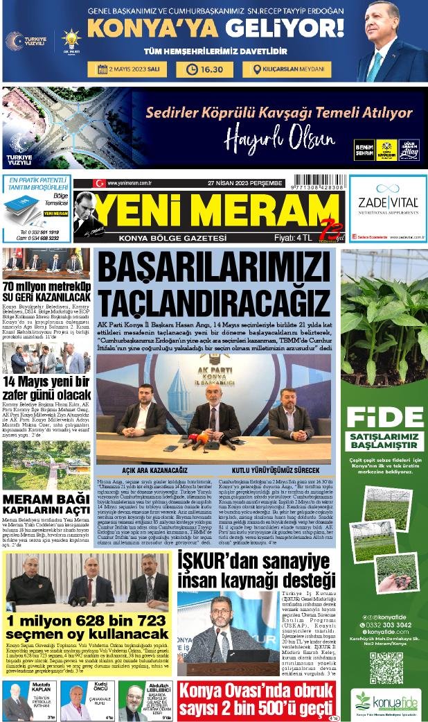 27 Nisan 2023 Yeni Meram Gazetesi
