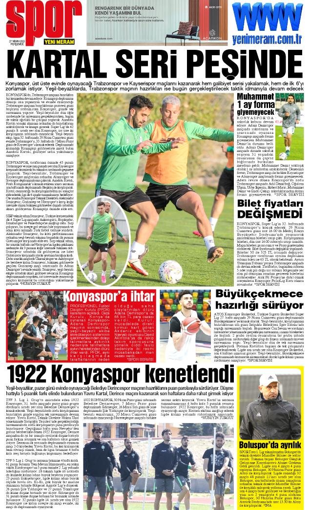 27 Nisan 2023 Yeni Meram Gazetesi
