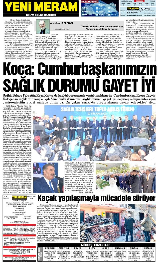 28 Nisan 2023 Yeni Meram Gazetesi
