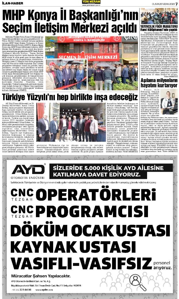 28 Nisan 2023 Yeni Meram Gazetesi
