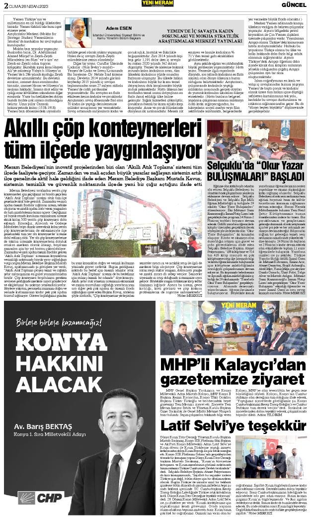 28 Nisan 2023 Yeni Meram Gazetesi
