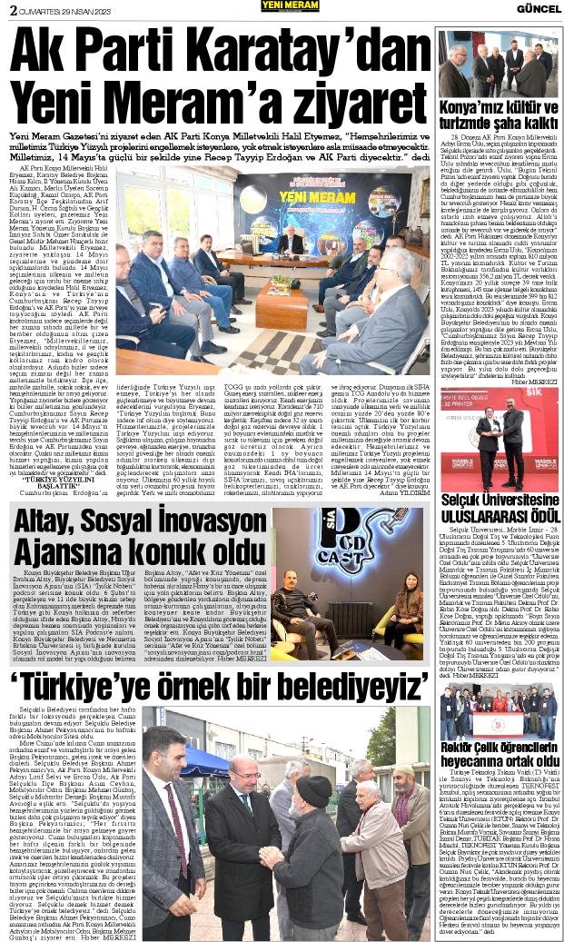 29 Nisan 2023 Yeni Meram Gazetesi