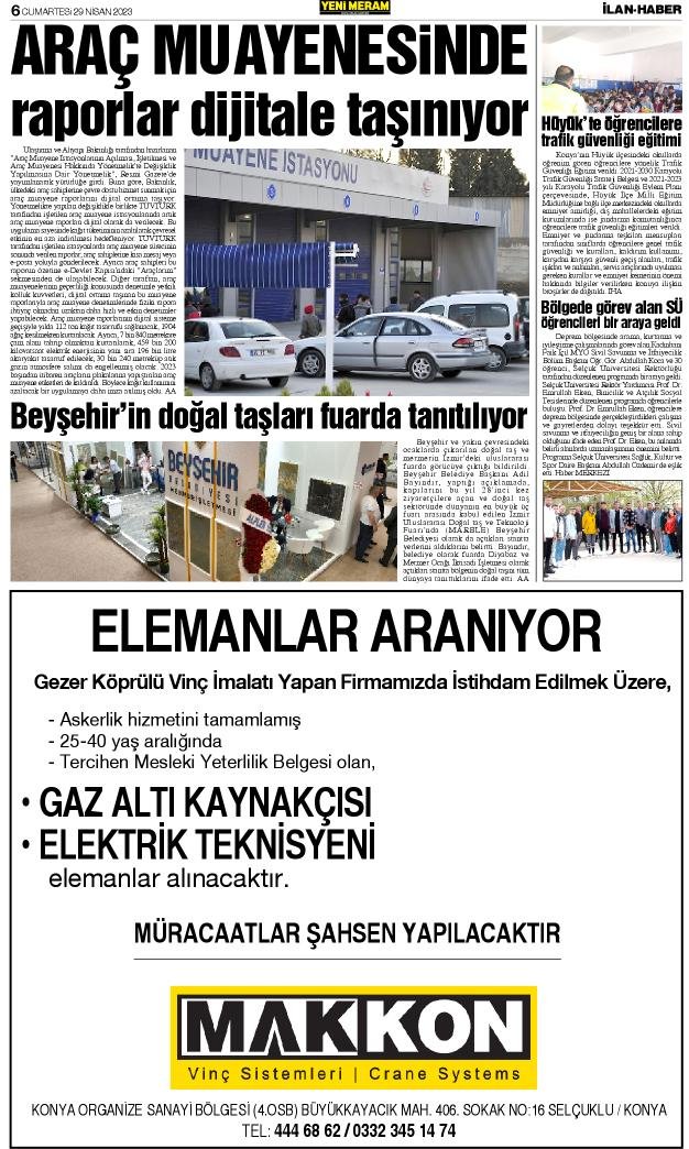 29 Nisan 2023 Yeni Meram Gazetesi