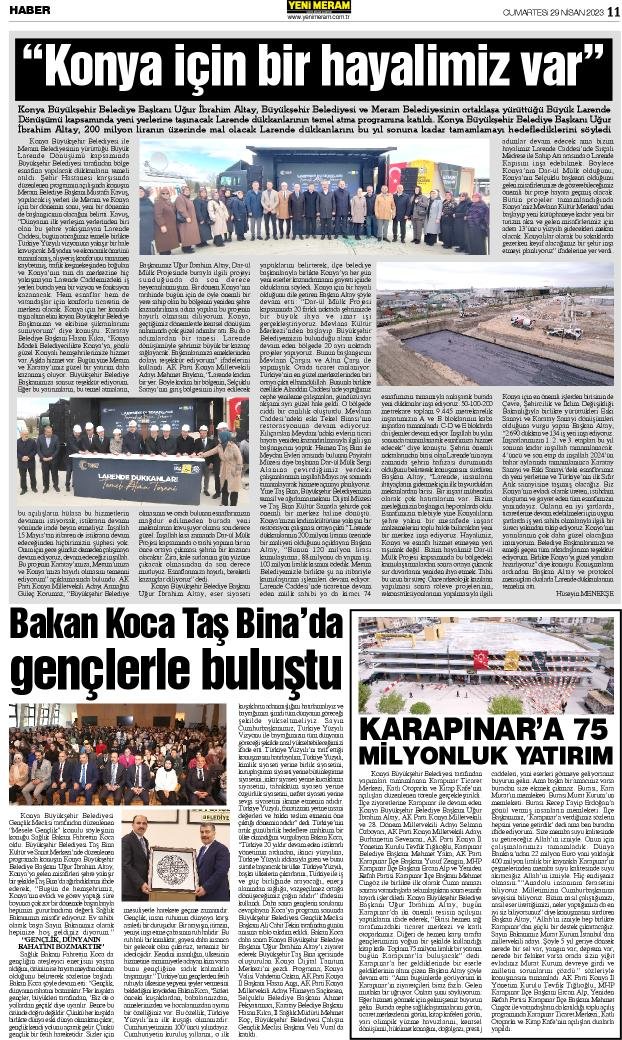 29 Nisan 2023 Yeni Meram Gazetesi