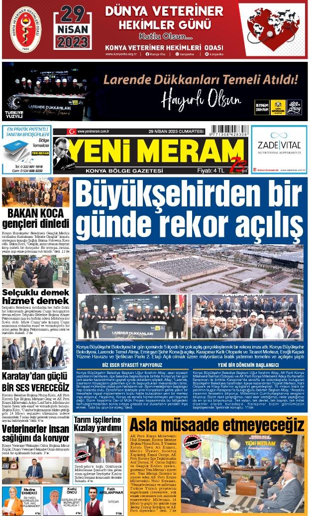 29 Nisan 2023 Yeni Meram Gazetesi