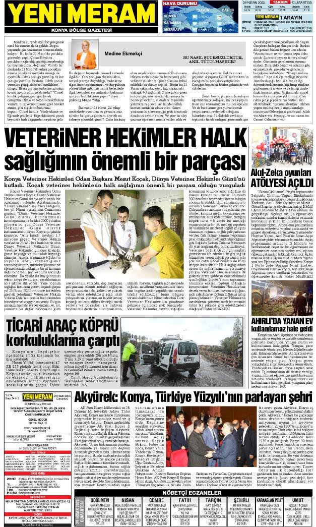 29 Nisan 2023 Yeni Meram Gazetesi