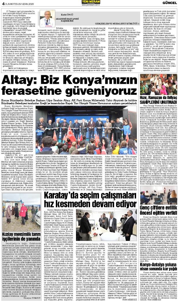 29 Nisan 2023 Yeni Meram Gazetesi