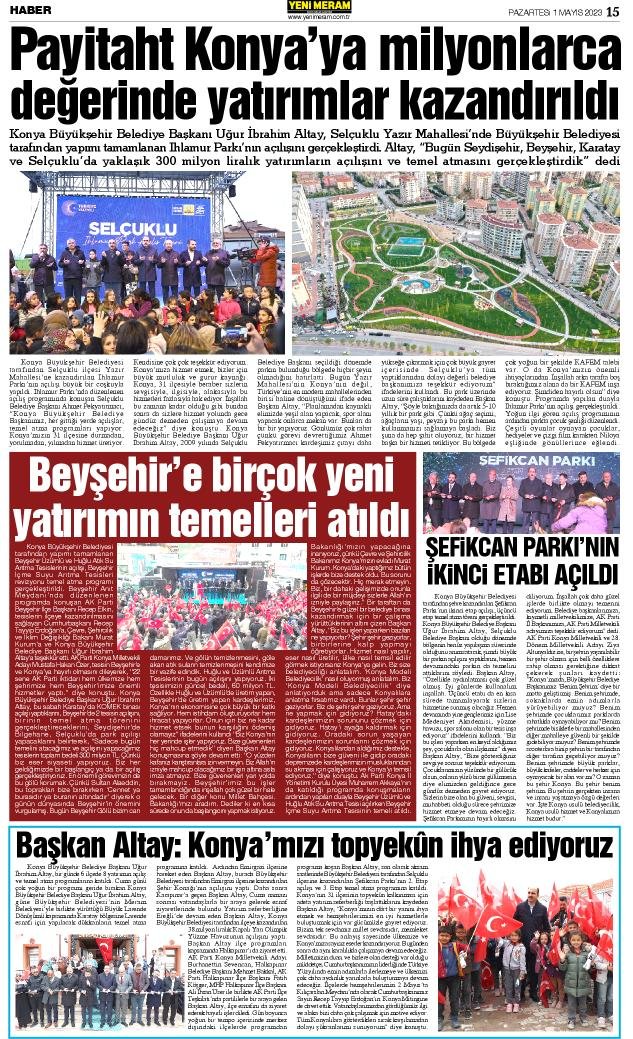 1 Mayıs 2023 Yeni Meram Gazetesi
