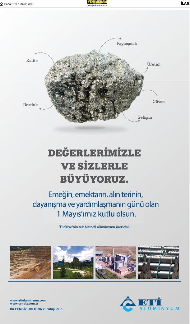 1 Mayıs 2023 Yeni Meram Gazetesi
