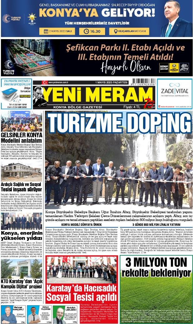 1 Mayıs 2023 Yeni Meram Gazetesi
