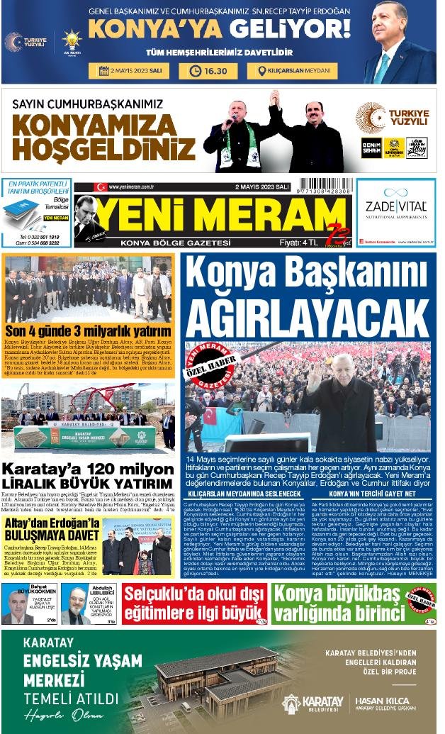 2 Mayıs 2023 Yeni Meram Gazetesi
