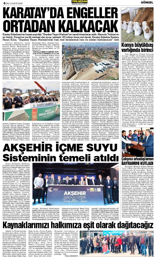 2 Mayıs 2023 Yeni Meram Gazetesi
