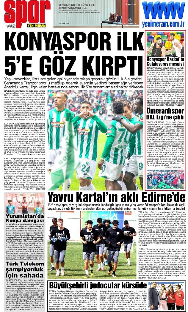 3 Mayıs 2023 Yeni Meram Gazetesi
