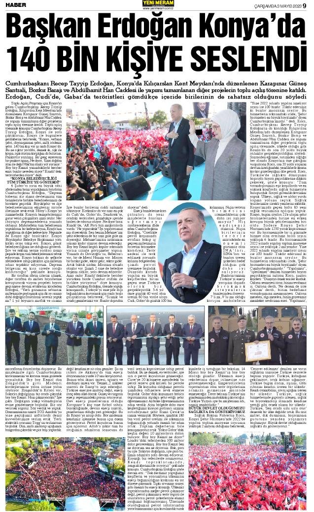 3 Mayıs 2023 Yeni Meram Gazetesi
