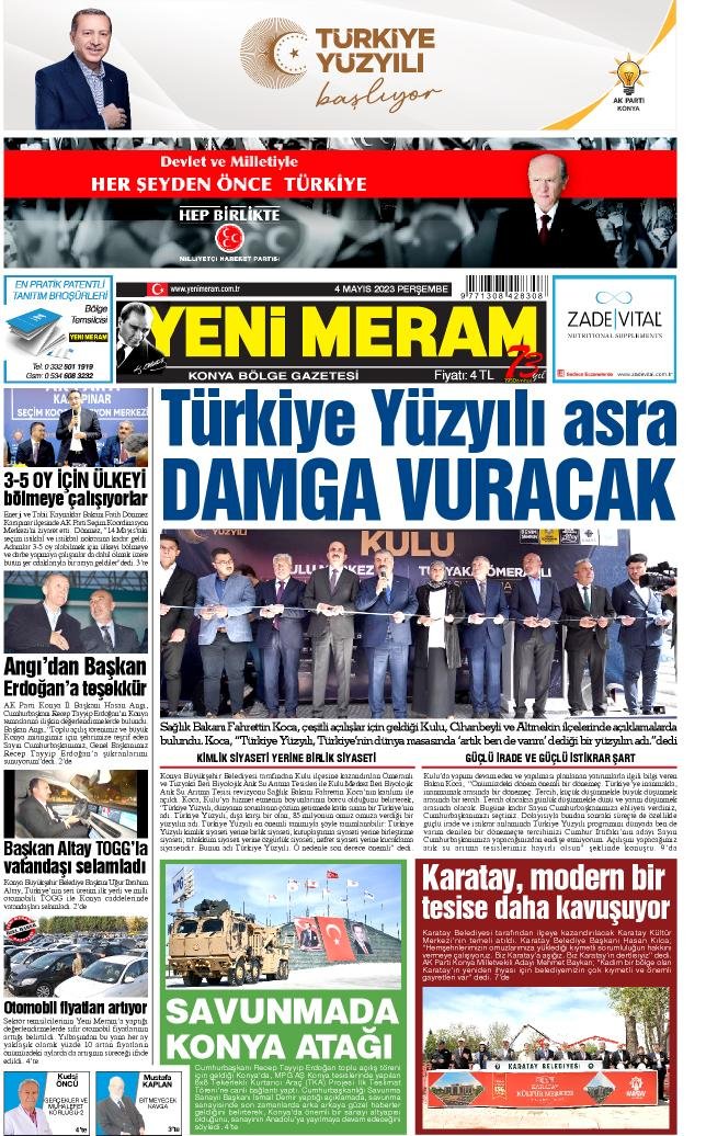 4 Mayıs 2023 Yeni Meram Gazetesi
