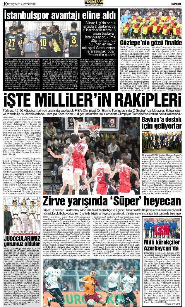 4 Mayıs 2023 Yeni Meram Gazetesi
