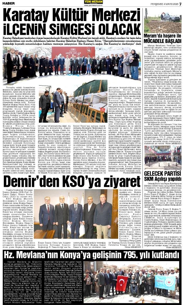 4 Mayıs 2023 Yeni Meram Gazetesi
