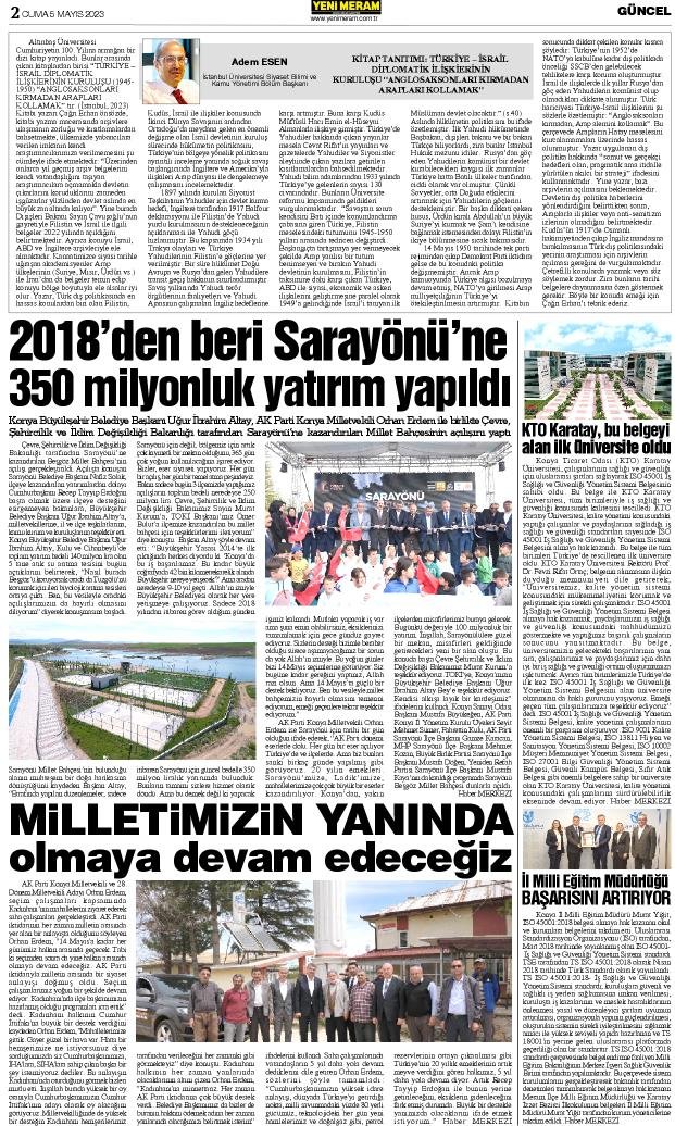 5 Mayıs 2023 Yeni Meram Gazetesi
