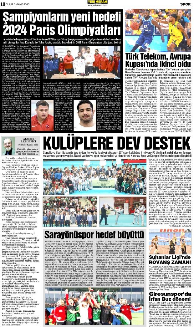 5 Mayıs 2023 Yeni Meram Gazetesi
