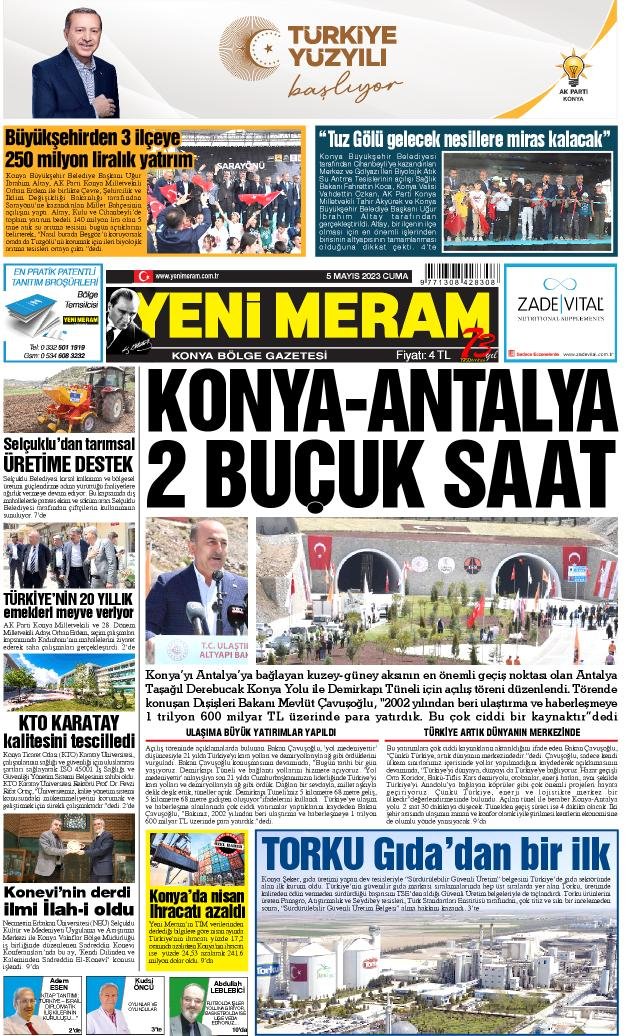 5 Mayıs 2023 Yeni Meram Gazetesi
