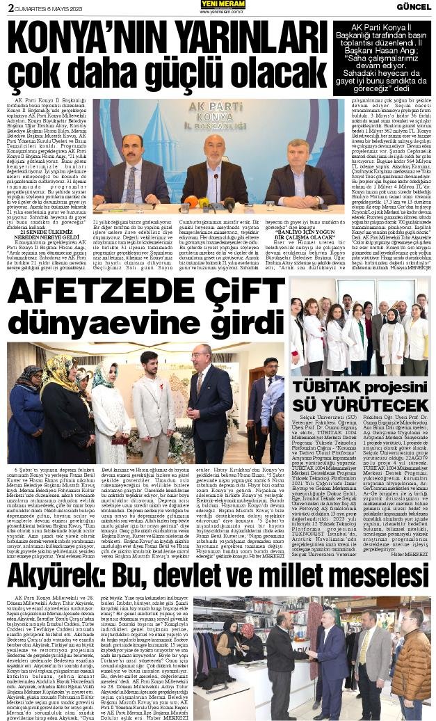 6 Mayıs 2023 Yeni Meram Gazetesi