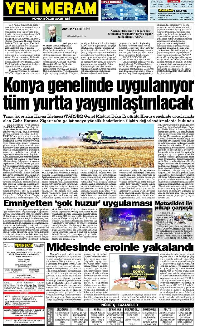 6 Mayıs 2023 Yeni Meram Gazetesi