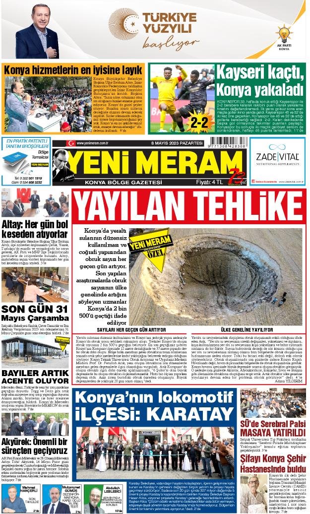 8 Mayıs 2023 Yeni Meram Gazetesi
