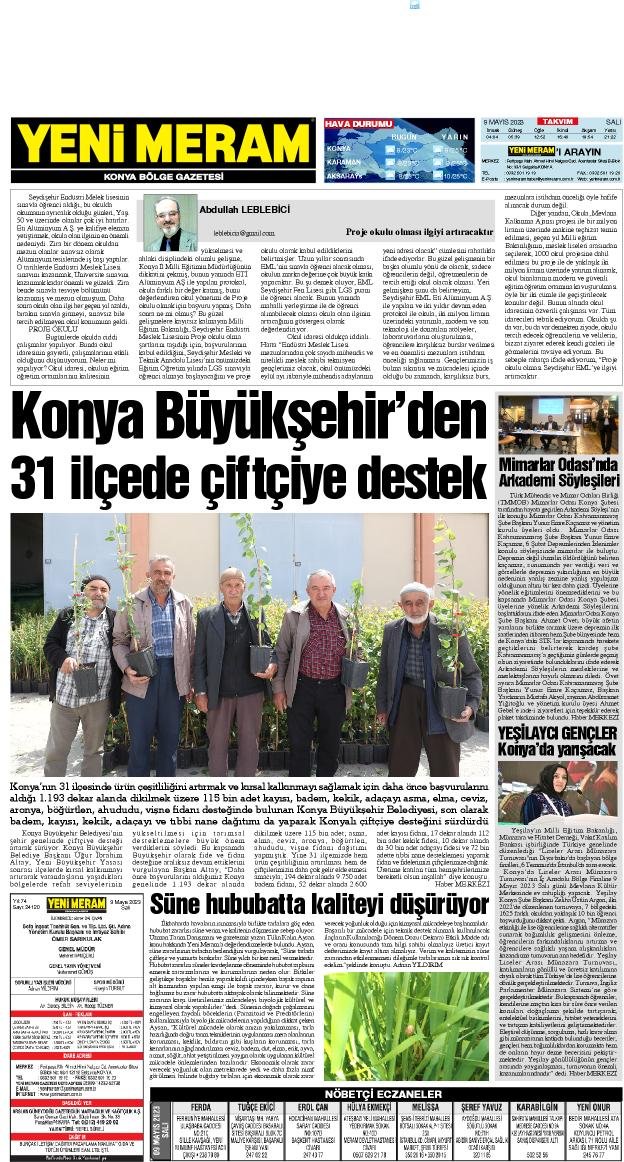 9 Mayıs 2023 Yeni Meram Gazetesi
