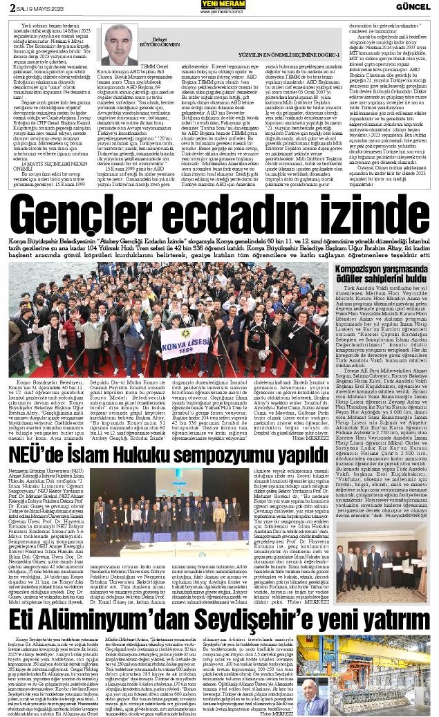 9 Mayıs 2023 Yeni Meram Gazetesi
