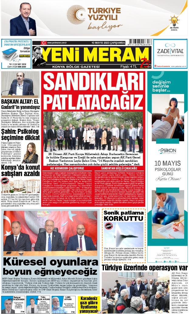 10 Mayıs 2023 Yeni Meram Gazetesi
