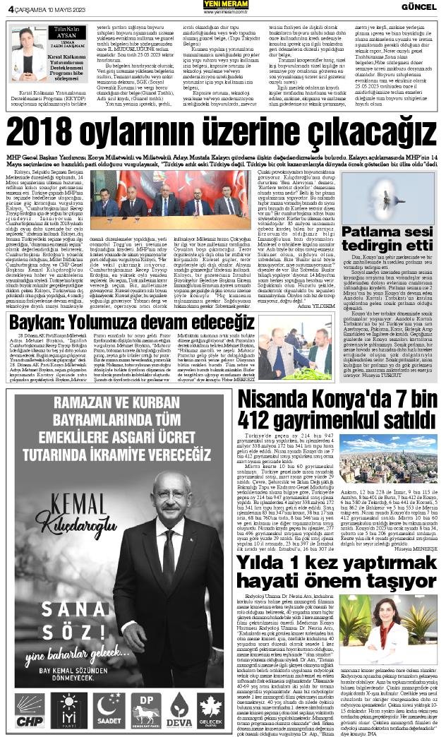 10 Mayıs 2023 Yeni Meram Gazetesi
